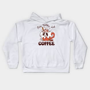 Even Witches Need Coffee Kids Hoodie